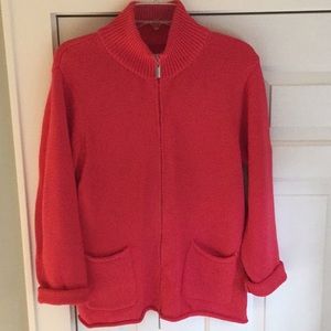 Gorgeous zipper front cardigan in persimmon.